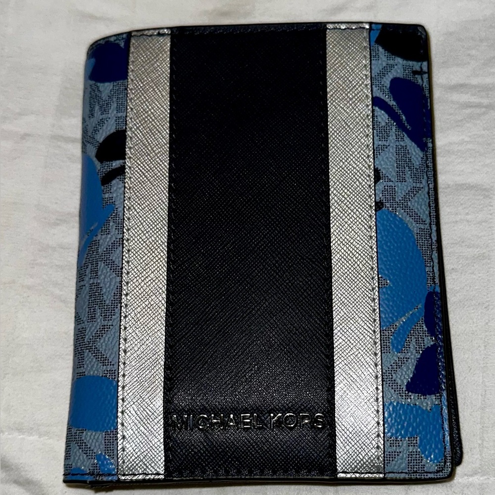 Michael Kors Blue Butterfly Passport Wallet